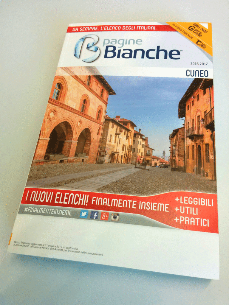 Saluzzo in copertina sugli elenchi telefonici Pagine Bianche