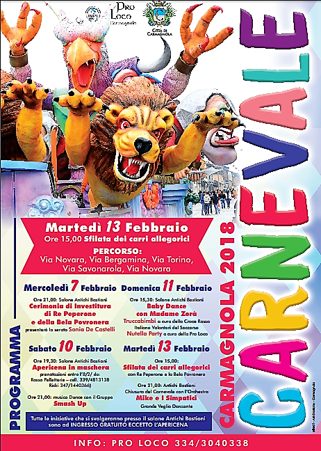 Carnevale a Carmagnola: tanti eventi in compagnia di Re Peperone