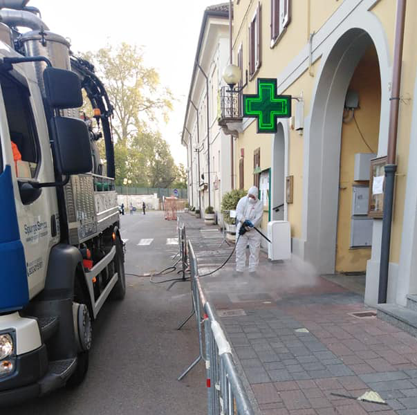 Sanificazione delle strade a Villastellone