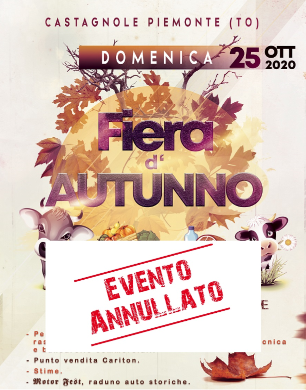 Castagnole annulla la 147esima Fiera d’Autunno di domenica 25 ottobre