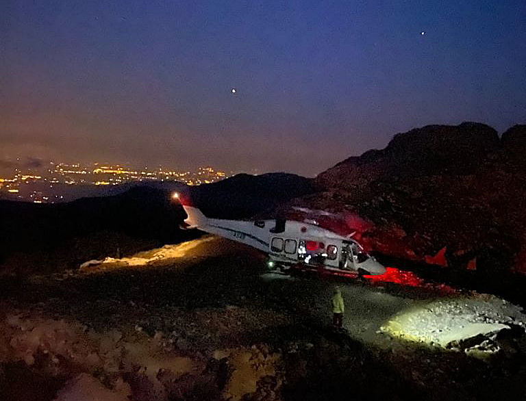 Elisoccorso volo notturno prova Monviso 2 la pancalera