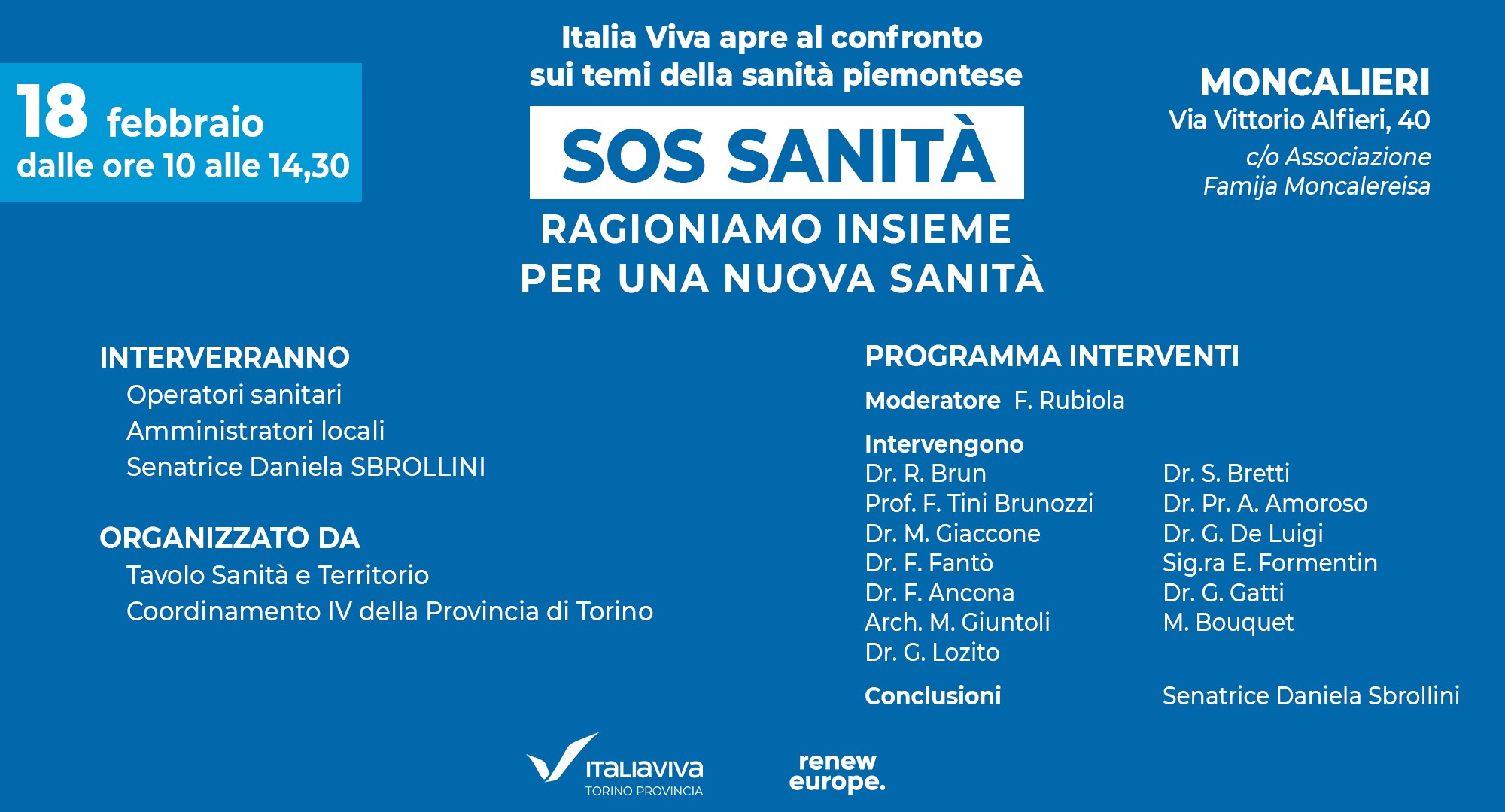Italia Viva organizza un incontro sul tema “SOS sanità”
