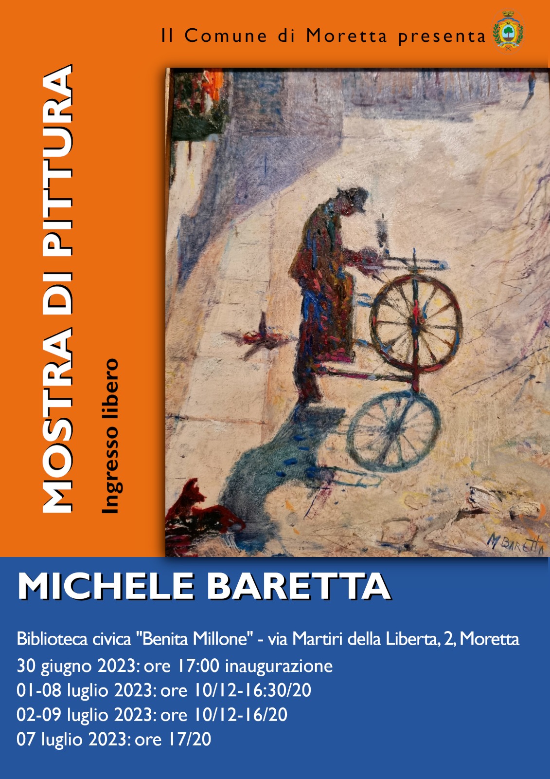 Mostra d’arte dedicata a Michele Baretta alla biblioteca di Moretta
