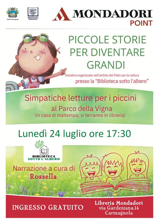 Letture per bambini alla biblioteca sotto l’albero di Carmagnola