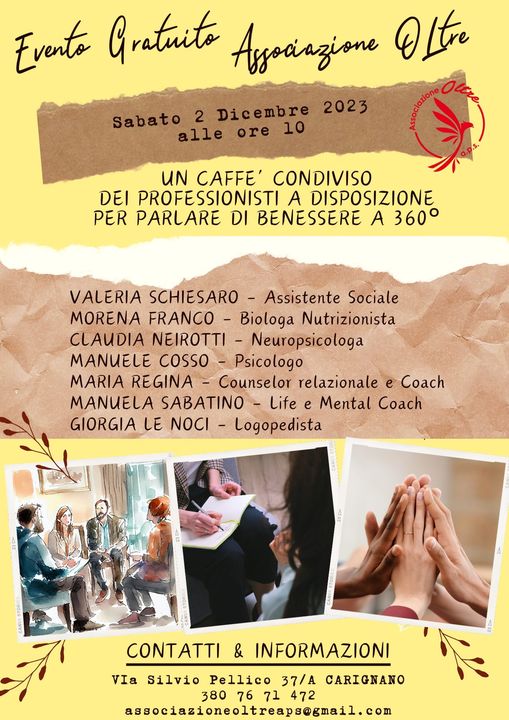 Benessere a 360°: evento gratuito con l’Associazione Oltre a Carignano