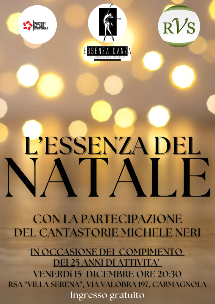 L’Essenza del Natale: spettacolo a Villa Serena a Carmagnola con Domenico Berardi