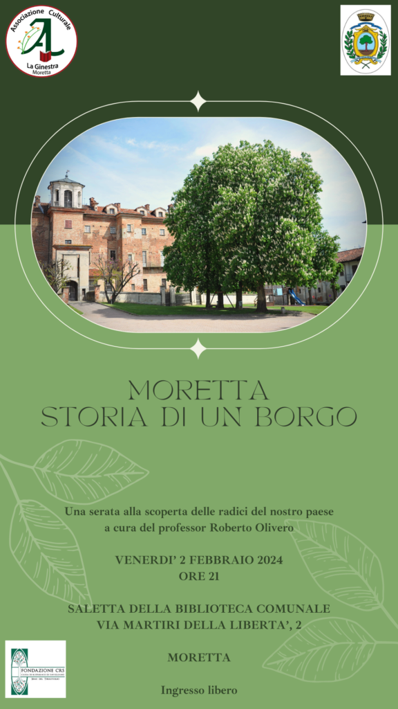 Serata dedicata alla storia locale con “Moretta: storia di un borgo”