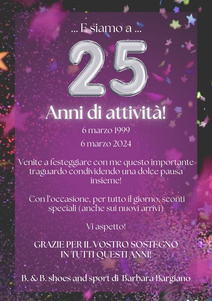 “B&B shoes and sport” festeggia i 25 anni di attività a