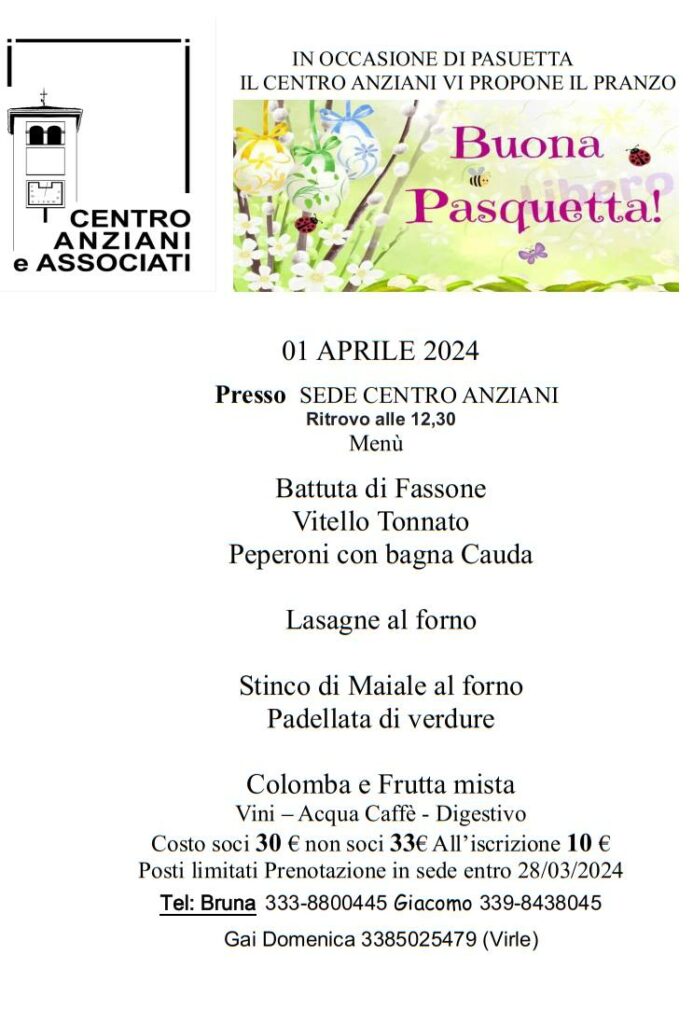 Pasquetta al Centro Anziani di Castagnole Piemonte