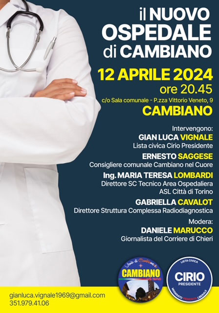 Un incontro sul nuovo ospedale di Cambiano