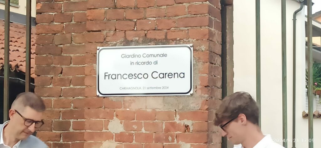 Carmagnola, un giardino intitolato a Francesco Carena