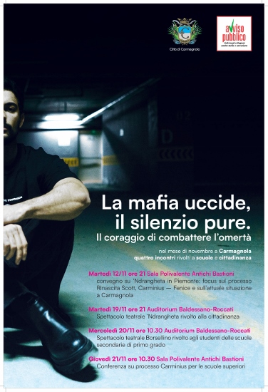 Domani Carmagnola parla di mafie in un convegno pubblico
